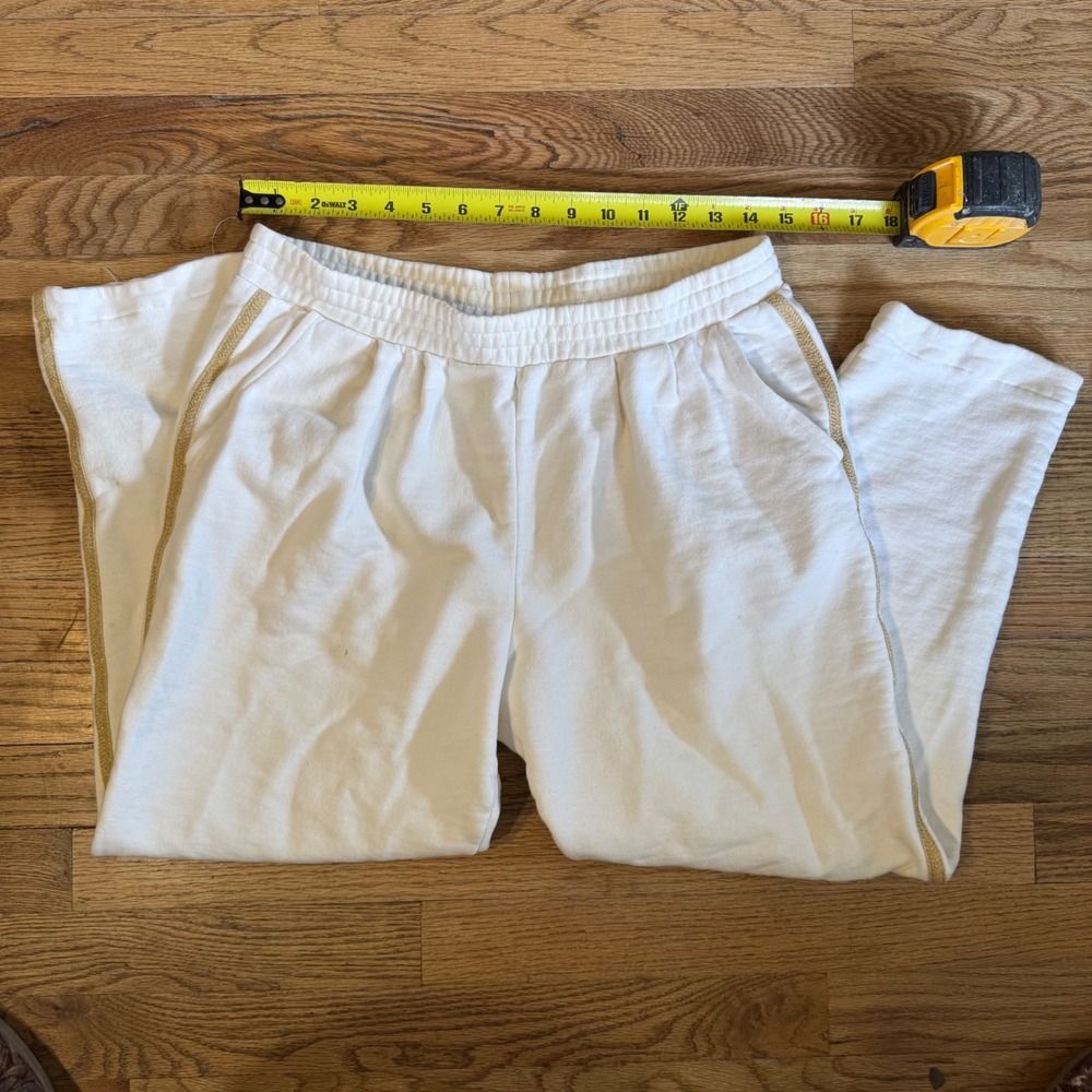 St John Sportswear Marie Gray White Gold Stripe Sweatpants Italy Petite P - Picture 4 of 7